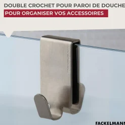 Double crochet pour paroi de douche en inox Fackelmann Tecno