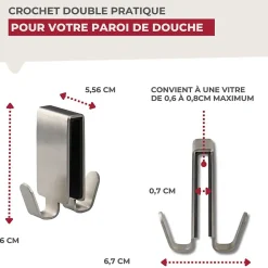 Double crochet pour paroi de douche en inox Fackelmann Tecno