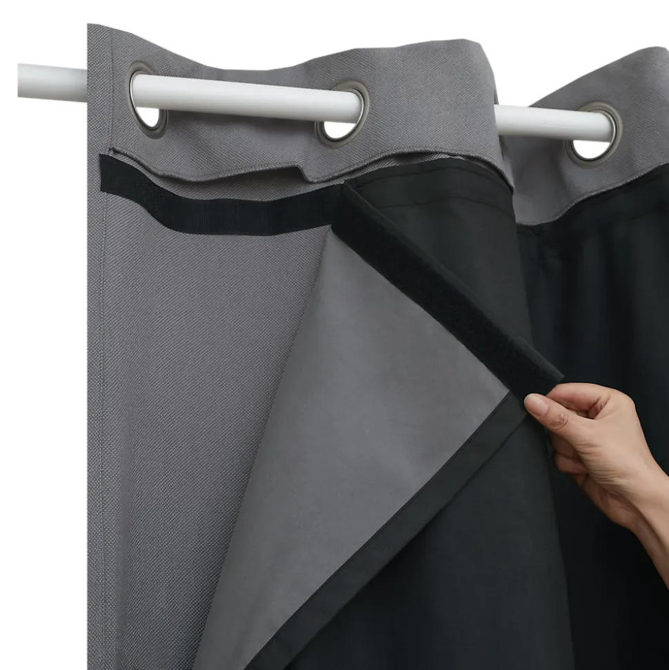 Doublure de rideau occultante à crochets Caldu effet tissé noir satin L.245 x l.135cm GoodHome