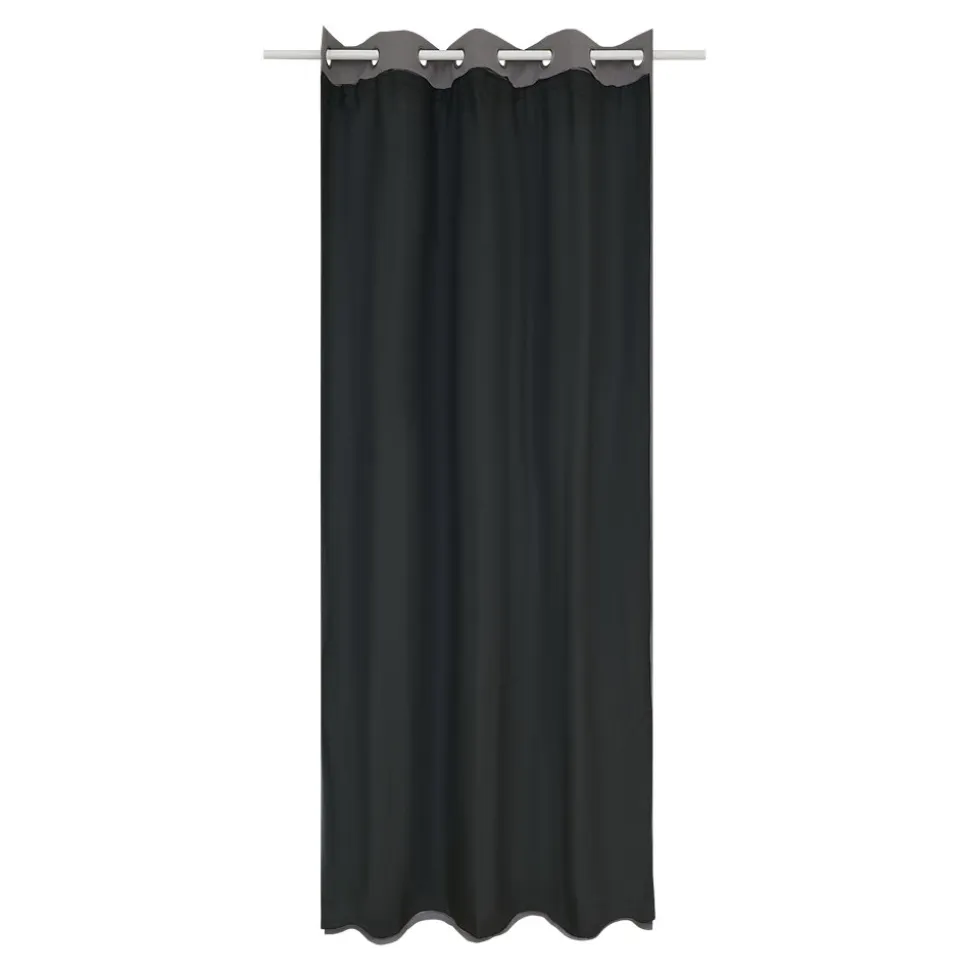 Doublure de rideau occultante à crochets Caldu effet tissé noir satin L.245 x l.135cm GoodHome