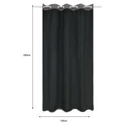 Doublure de rideau occultante à crochets Caldu effet tissé noir satin L.245 x l.135cm GoodHome