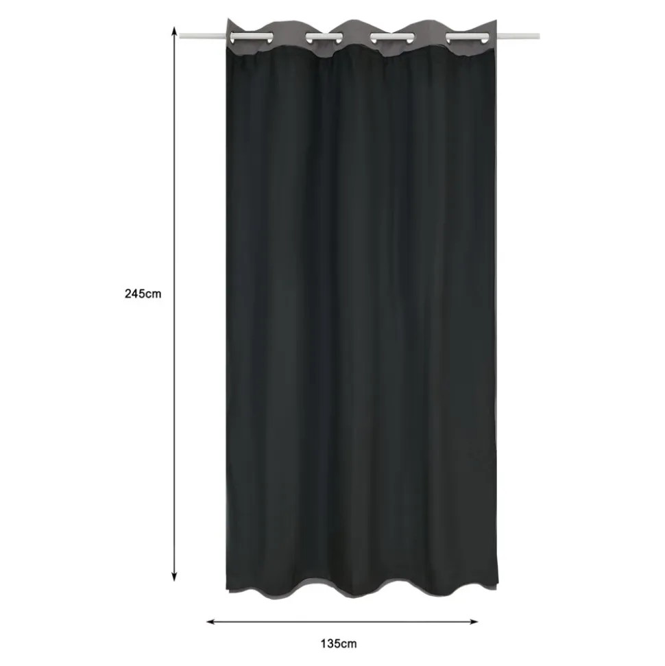 Doublure de rideau occultante à crochets Caldu effet tissé noir satin L.245 x l.135cm GoodHome