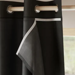 Doublure de rideau occultante à crochets Caldu effet tissé noir satin L.245 x l.135cm GoodHome
