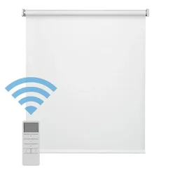 Easydeco - Store Enrouleur motorisé à batterie Blackout- Occultant - Blanc - 150 x 190 cm