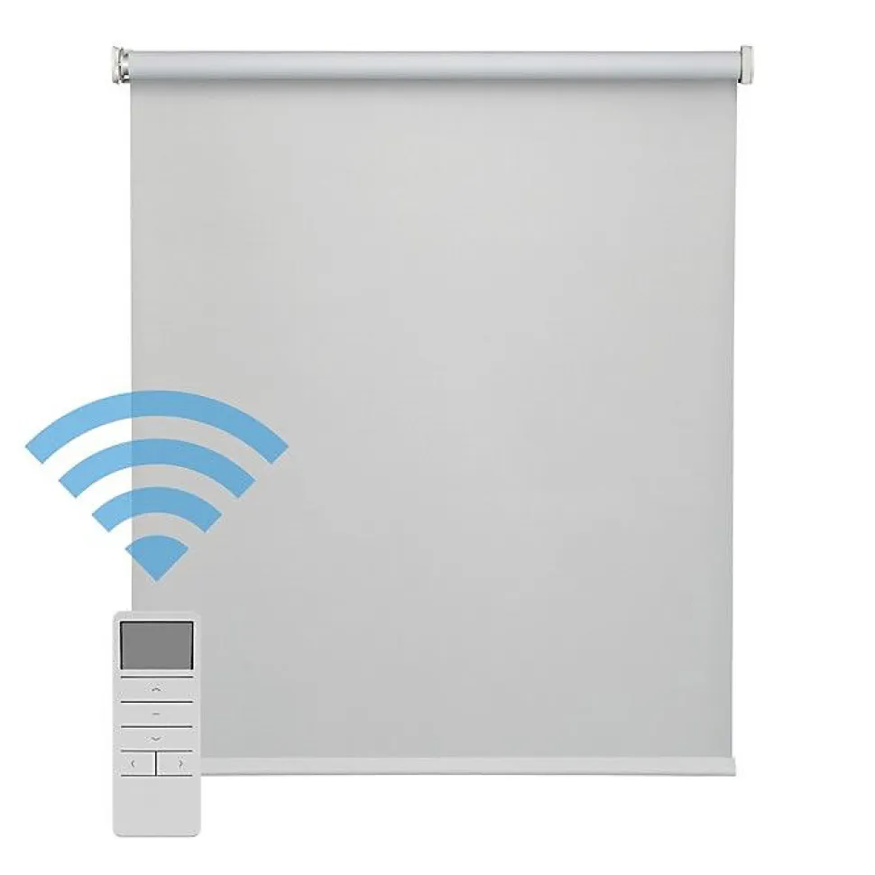 Easydeco - Store Enrouleur motorisé à batterie Blackout- Occultant - Gris - 180 x 190 cm