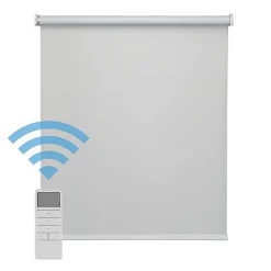 Easydeco - Store Enrouleur motorisé à batterie Blackout- Occultant - Gris - 150 x 190 cm