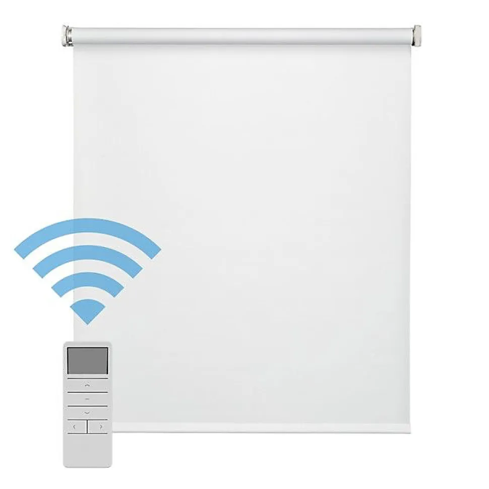 Easydeco - Store Enrouleur motorisé à batterie Blackout- Occultant - Blanc - 120 x 190 cm