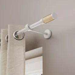 Embout bouchon torche bi-matière pour barre à rideau Easy-Fit Anafi métal blanc et pin Ø19mm GoodHome