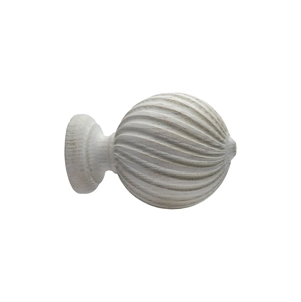 Embout boule décapée pour barre à rideau GoodHome 28 mm Chalki blanc