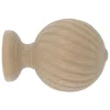 Embout boule striée pour barre à rideau Symi bois de frêne beige Ø28mm GoodHome