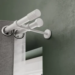 Embout rond plat pour barre à rideau Easy-Fit Anafi métal blanc Ø28mm GoodHome