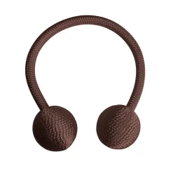 Embrasse à rideaux à rideaux nouage 2 billes marron polyester ⌀3,5 x L.23 cm