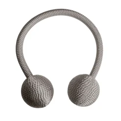 Embrasse à rideaux à rideaux nouage 2 billes gris galet polyester ⌀3,5 x L.23 cm