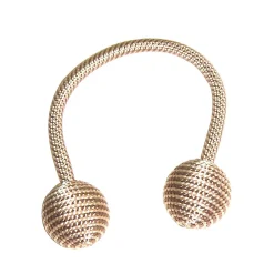 Embrasse à rideaux à rideaux nouage 2 billes beige polyester ⌀3,5 x L.23 cm