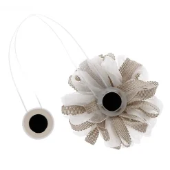 Embrasse à rideaux aimantée 9cm Blanc/Taupe - Boulet