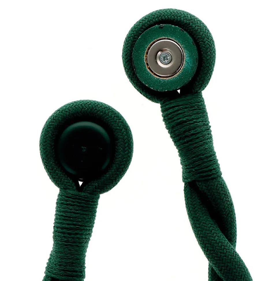 Embrasse à rideaux tressée aimantée 30cm Vert cyprès - Boulet