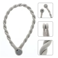 Embrasse à rideaux tressée aimantée 30cm Gris - Boulet