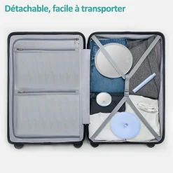 EMKE Miroir de maquillage avec éclairage, lumière variable, grossissement 1/3x, dimmable et interrupteur tactile, bleu clair