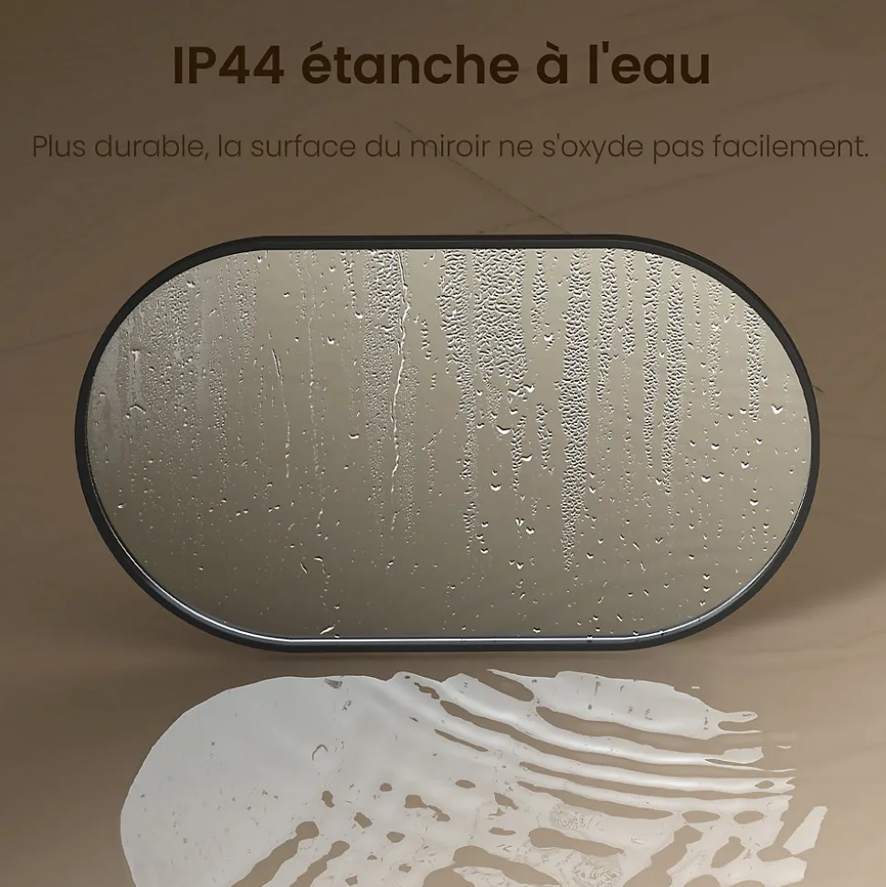 EMKE Miroir mural 50 x 70 cm Miroir ovale avec cadre noir, Miroir non lumineux salle de bain