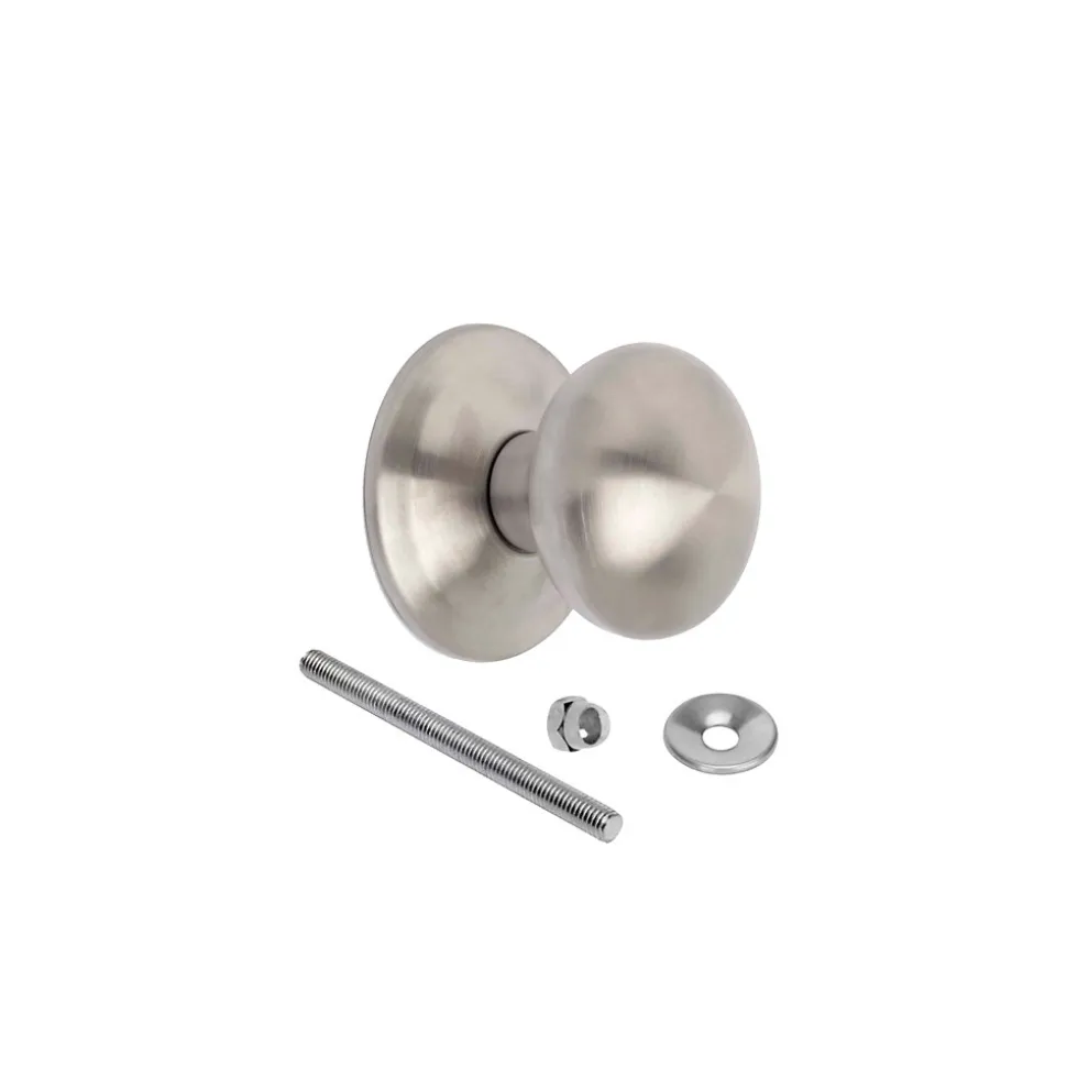 Emuca - Bouton de porte entree Bowler - Acier inoxydable - Nickel satine - Poignee 70 mm - Pour porte 35 60 mm