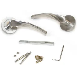 Emuca Jeu de Garniture intérieure de poignée de porte Twist, avec rosace D.50mm, Aluminium, Nickel satiné