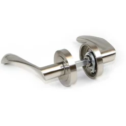 Emuca Jeu de Garniture intérieure de poignée de porte Twist, avec rosace D.50mm, Aluminium, Nickel satiné