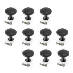 Emuca Lot de 10 boutons pour meubles Cancun, diamètre 30mm, Zamak, Peint en noir