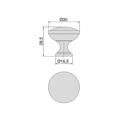 Emuca Lot de 10 boutons pour meubles Cancun, diamètre 30mm, Zamak, Peint en noir