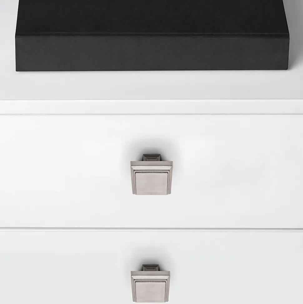 Emuca Lot de 10 boutons pour meubles Ceuta, 31.5x31.5mm, Zamak, Nickel satiné