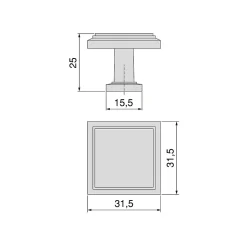 Emuca Lot de 10 boutons pour meubles Ceuta, 31.5x31.5mm, Zamak, Nickel satiné