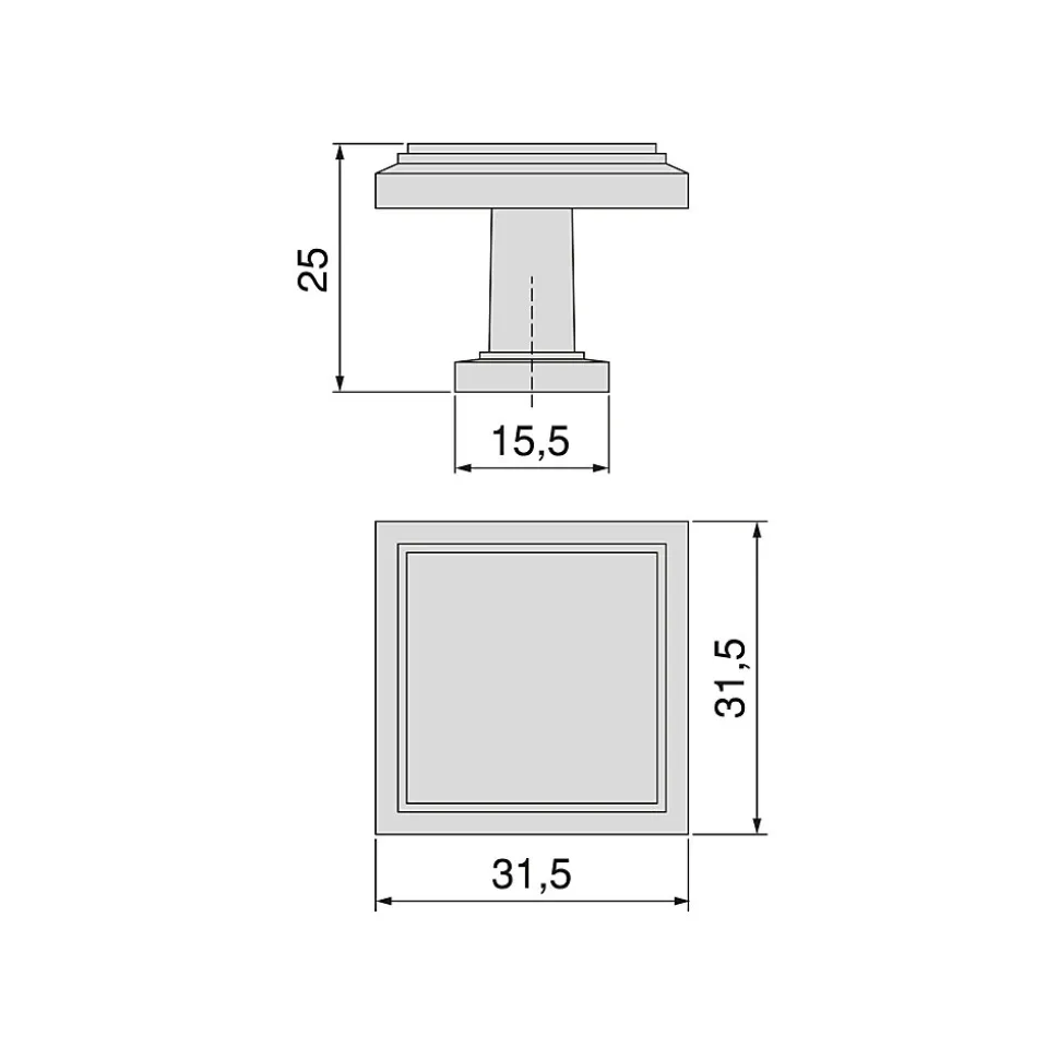 Emuca Lot de 10 boutons pour meubles Ceuta, 31.5x31.5mm, Zamak, Nickel satiné