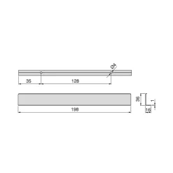 Emuca Lot de 10 poignées pour meubles Picanya, L198mm, entraxe 128mm, Aluminium, Anodisé mat