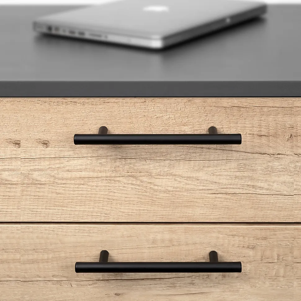 Emuca Lot de 10 poignées pour meubles Orlando, L210mm, entraxe 160mm, Acier, Peint en noir