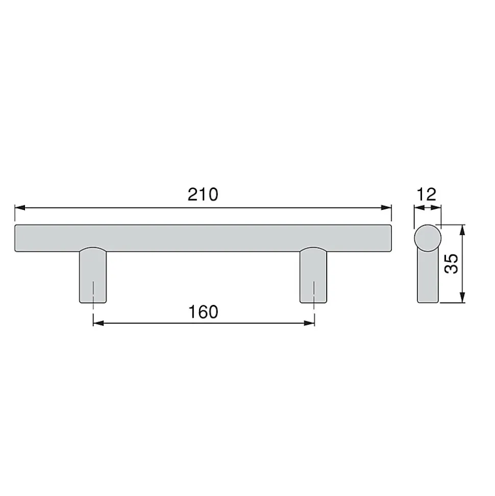 Emuca Lot de 10 poignées pour meubles Orlando, L210mm, entraxe 160mm, Acier, Peint en noir
