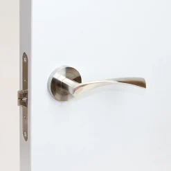 Emuca Lot de 5 poignées twist pour portes intérieures, avec rosace D.50mm, Aluminium, Nickel satiné