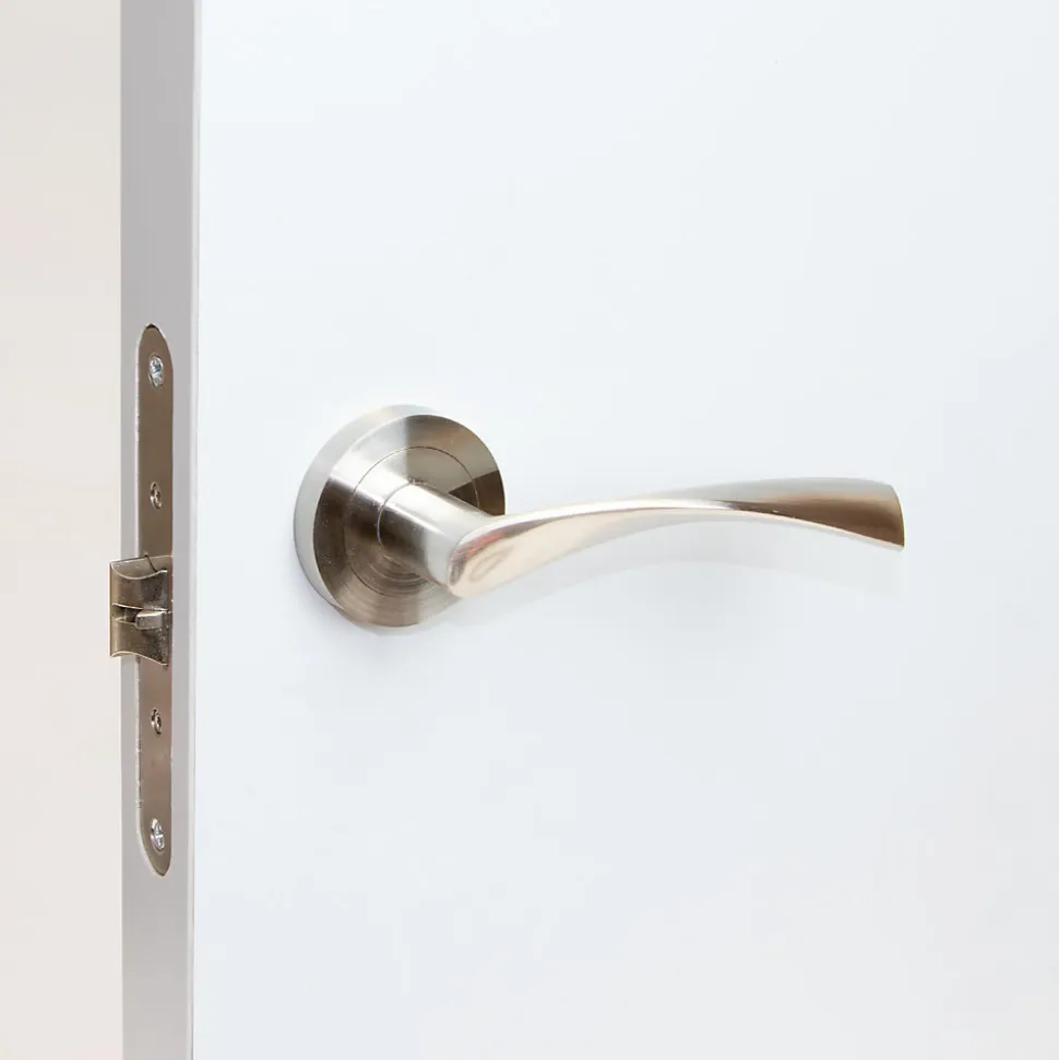 Emuca Lot de 5 poignées twist pour portes intérieures, avec rosace D.50mm, Aluminium, Nickel satiné
