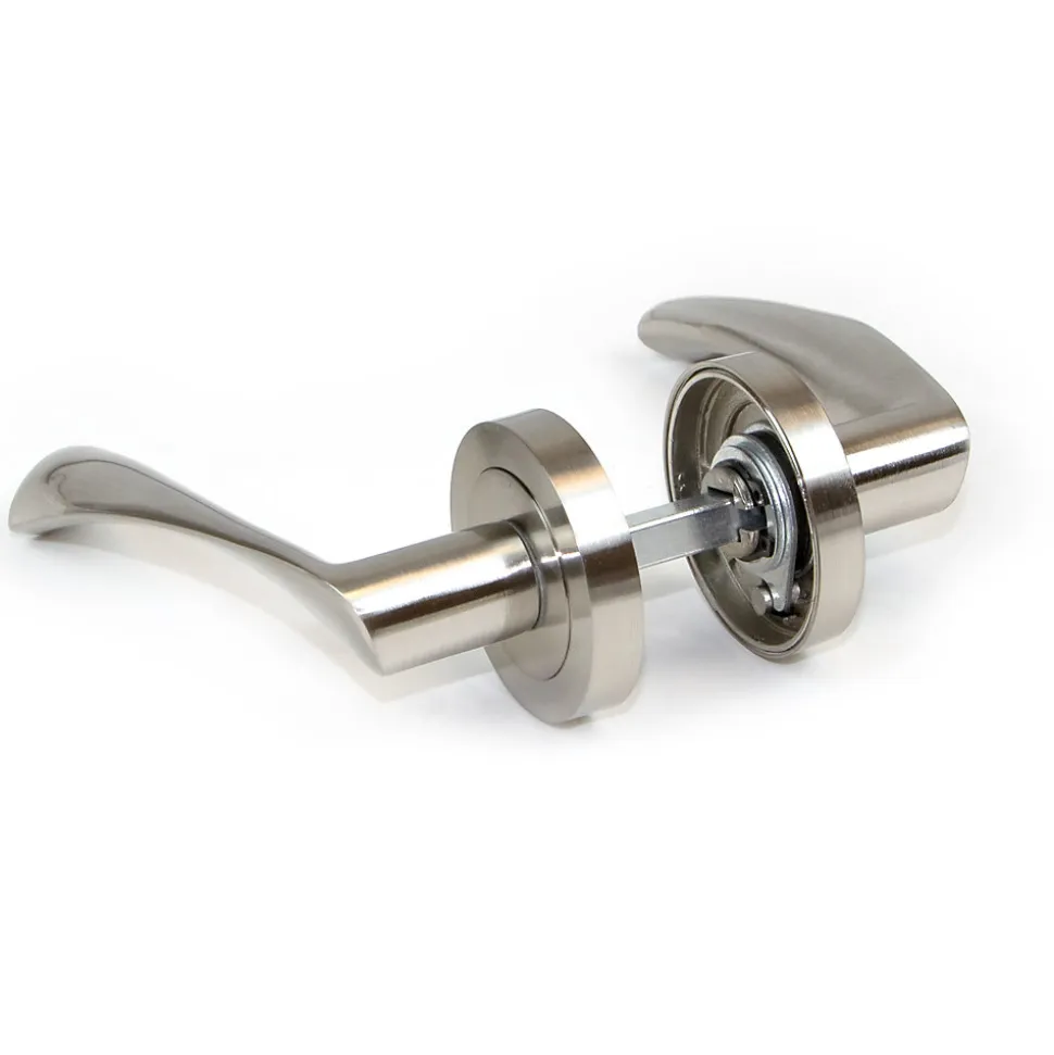 Emuca Lot de 5 poignées twist pour portes intérieures, avec rosace D.50mm, Aluminium, Nickel satiné