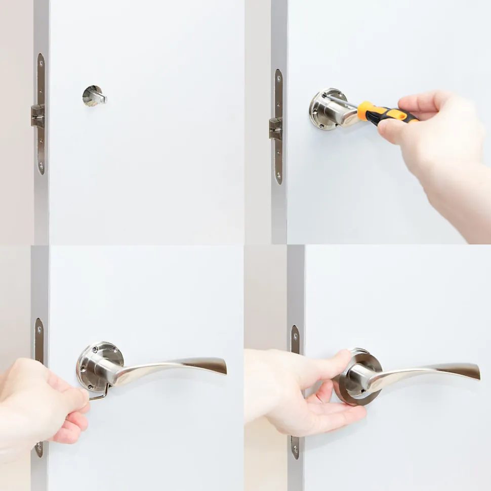 Emuca Lot de 5 poignées twist pour portes intérieures, avec rosace D.50mm, Aluminium, Nickel satiné