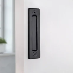 Emuca Poignée pour portes coulissantes en bois Pasadena, Longueur 240 mm, entraxe 180 mm, Acier, Noir texturé