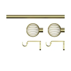 Ensemble barre à rideaux extensible embout cage Elasa doré Ø16/19cm 120/210cm GoodHome
