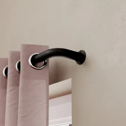 Ensemble barre à rideaux extensible Araxos métal noir Ø25/28cm 120/210cm GoodHome