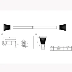 Ensemble barre à rideaux extensible embout cône GoodHome noir mat L.120/210 cm Ø16/19cm