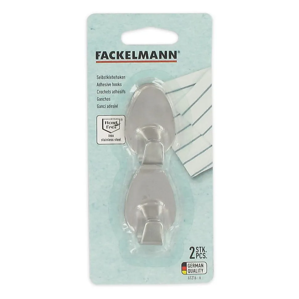 Ensemble de 4 crochets muraux adhésifs en inox Fackelmann Tecno