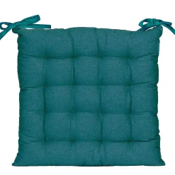 Ensemble de 4 Galettes de Chaise Bicolores 40x40cm en Bleu Canard et Moutarde