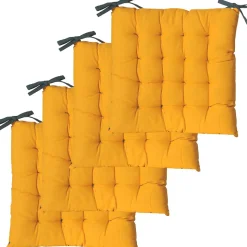 Ensemble de 4 Galettes de Chaise Bicolores 40x40cm en Bleu Canard et Moutarde