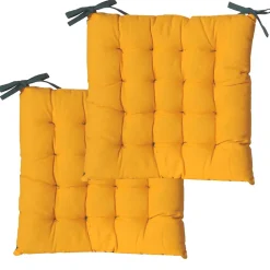 Ensemble de 2 Galettes de Chaise Bicolores 40x40cm - Bleu Canard et Moutarde, DYLREV