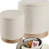 Ensemble de 2 poufs avec espace de rangement rond grand tabouret 38 x 42 cm, petit tabouret 32 x 34 cm