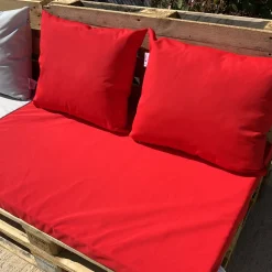 Ensemble de coussins palette en tissus téflon supérieur (80x120x10 cm - Rouge)