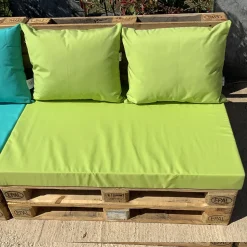 Ensemble de coussins palette en tissus téflon supérieur (80x120x10 cm - Vert clair)