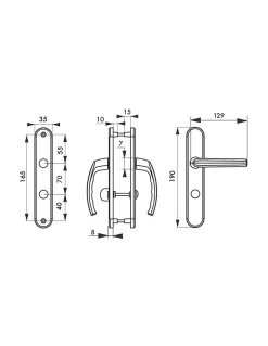 Ensemble de poignées pour salle de bain/toilette Sultane à condamnation, carré 7mm, entr'axes 165mm, argent - THIRARD